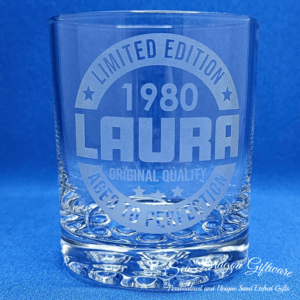 Personalised Dimple Spirit Glass - Birthday Year #1-Design #1