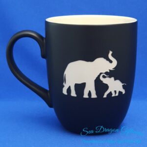 Elephant & Baby - Black Matt