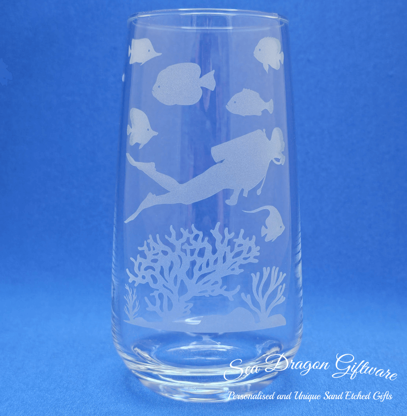 Scuba Diving Tall Tumbler Glass Set x 6