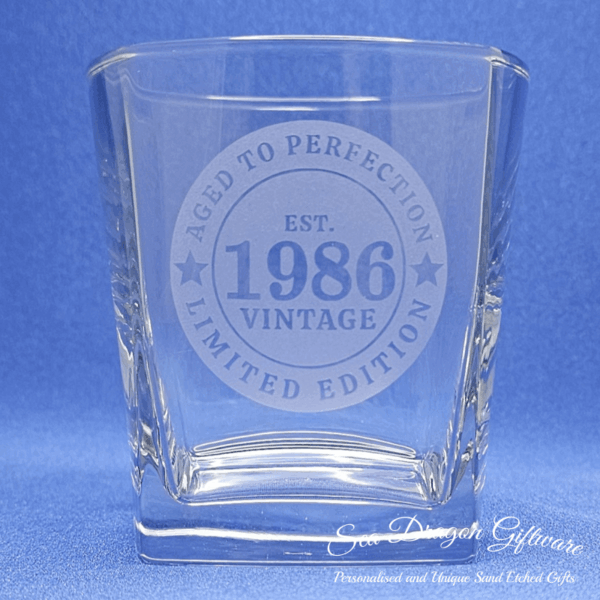 1986 - Engraved Spirit Glass
