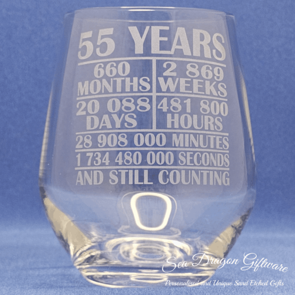 55 Years And Still Counting-Stemless Wine Glass