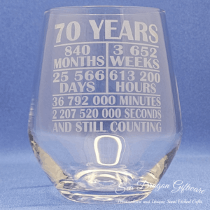 70 Years And Still Counting-Stemless Wine Glass