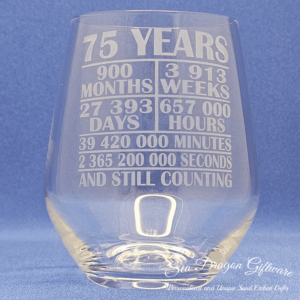 75 Years And Still Counting-Stemless Wine Glass