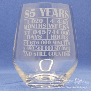 85 Years & Still Counting - Stemless Wine Glass
