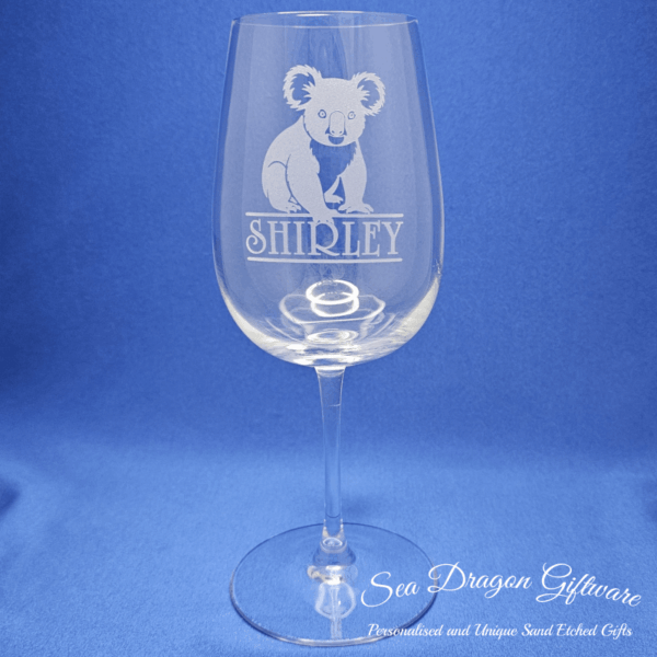 Koala - Personalised Name - Traditional Wine Glass