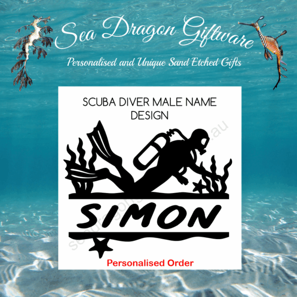 Scuba Diver Male Personalised Name