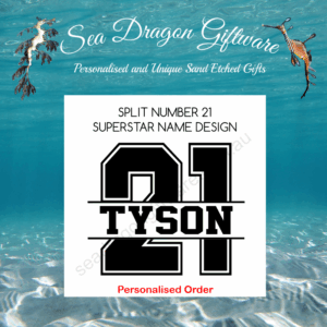 Split Number 21 - Personalised Name - Superstar