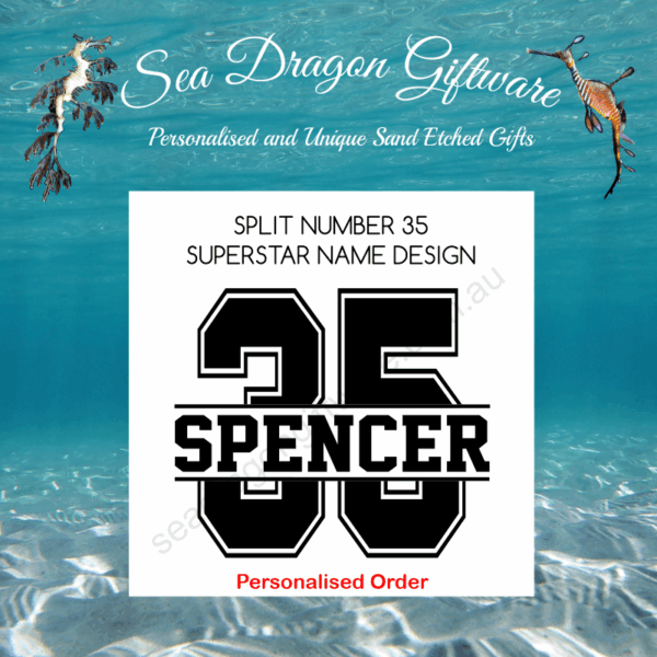 Split Number 35 - Personalised Name - Superstar