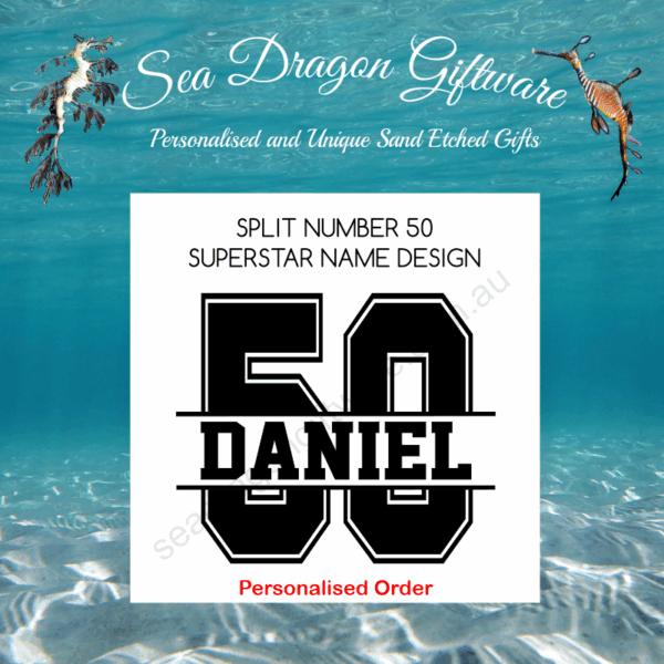 Split Number 50 - Personalised Name - Superstar