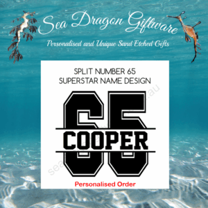 Split Number 65 - Personalised Name - Superstar